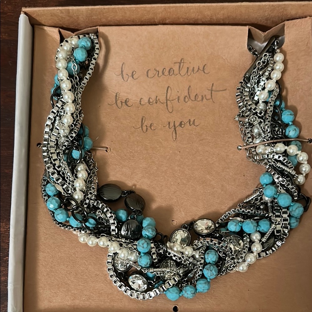 Elegant Turquoise and Silver Statement Necklace